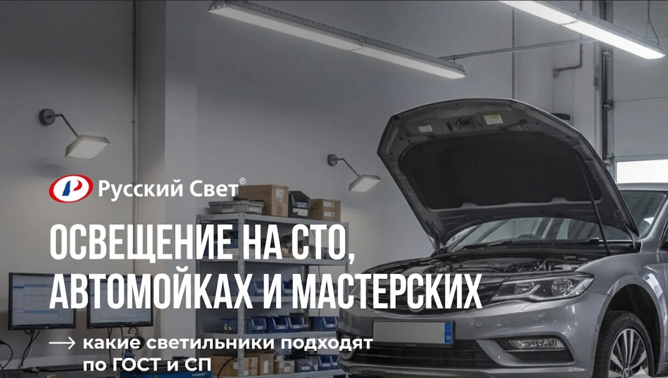Освещение на СТО и автомойках: какие светильники подходят по ГОСТ и СП